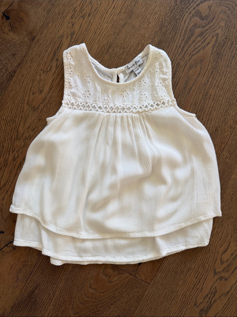 love, Fire White Sleeveless Embroidered Layered Tank Top
